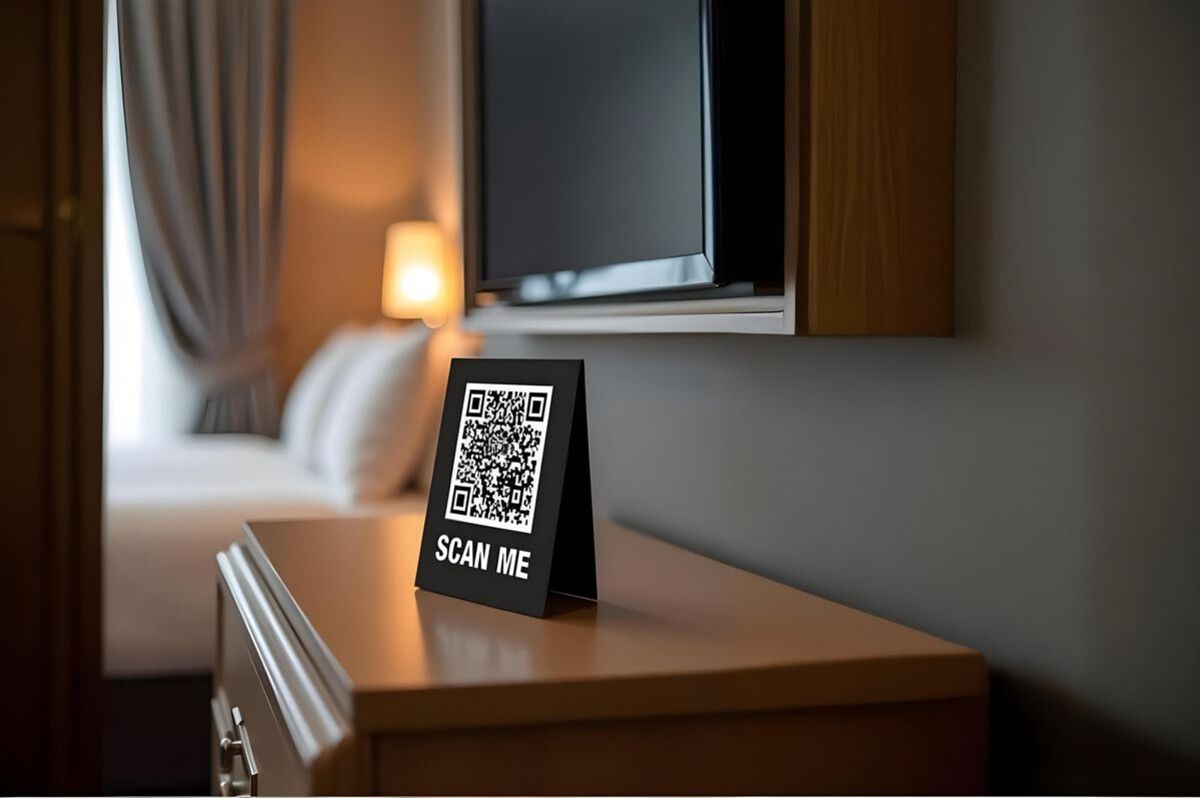 wifi-qr-code-tent-card-placed-on-a-hotel-room-dresser