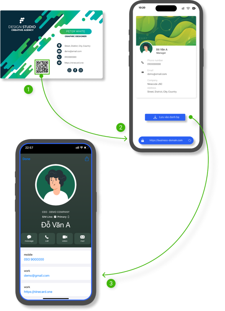 Ninecard provides branded digital profiles and one-tap contact saving without requiring app downloads