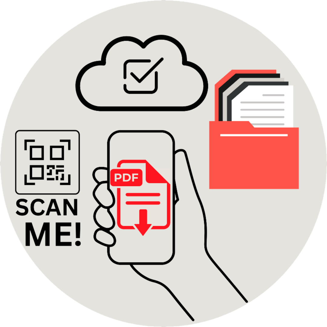 A PDF QR code stores an online document link, opening multi-page files instantly without altering matrix density